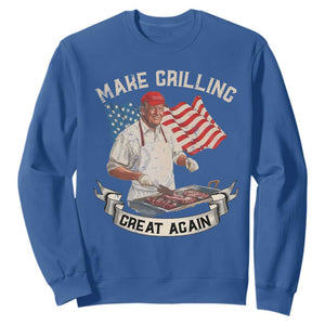 Funny Trump Make Grilling Great Again Sweatshirt Trump BBQ Grill Vintage American Flag TS11 Royal Blue Print Your Wear