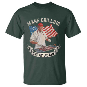 Funny Trump Make Grilling Great Again T Shirt Trump BBQ Grill Vintage American Flag TS11 Dark Forest Green Print Your Wear