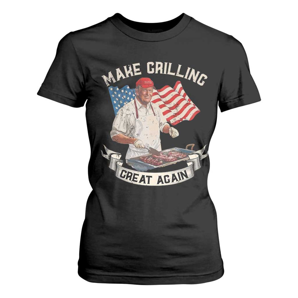 Funny Trump Make Grilling Great Again T Shirt For Women Trump BBQ Grill Vintage American Flag TS11 Black Print Your Wear