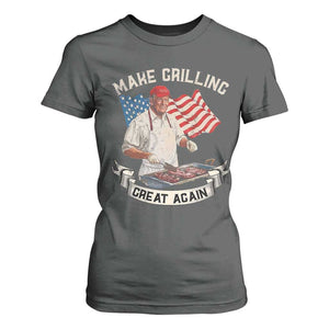 Funny Trump Make Grilling Great Again T Shirt For Women Trump BBQ Grill Vintage American Flag TS11 Dark Heather Print Your Wear