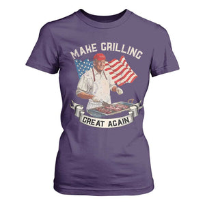 Funny Trump Make Grilling Great Again T Shirt For Women Trump BBQ Grill Vintage American Flag TS11 Purple Print Your Wear