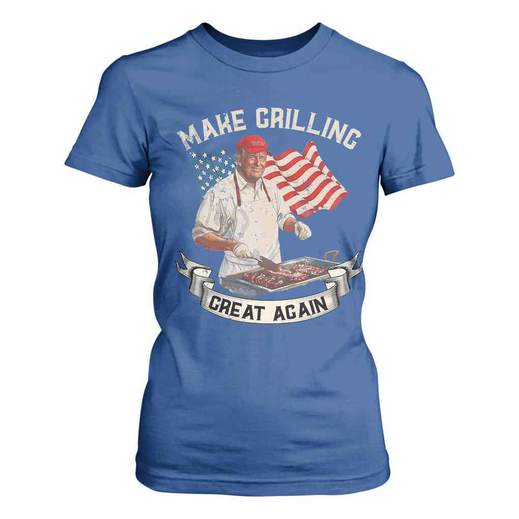 Funny Trump Make Grilling Great Again T Shirt For Women Trump BBQ Grill Vintage American Flag TS11 Royal Blue Print Your Wear
