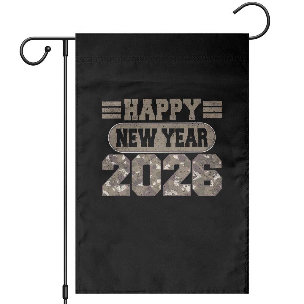 Camo Happy New Year Party 2026 Garden Flag Camouflage NYE Party TS11 Black Print Your Wear