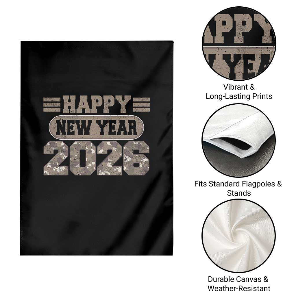 Camo Happy New Year Party 2026 Garden Flag Camouflage NYE Party TS11 Print Your Wear