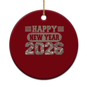 Camo Happy New Year Party 2026 Ceramic Ornament Camouflage NYE Party TS11 1pc Red Print Your Wear
