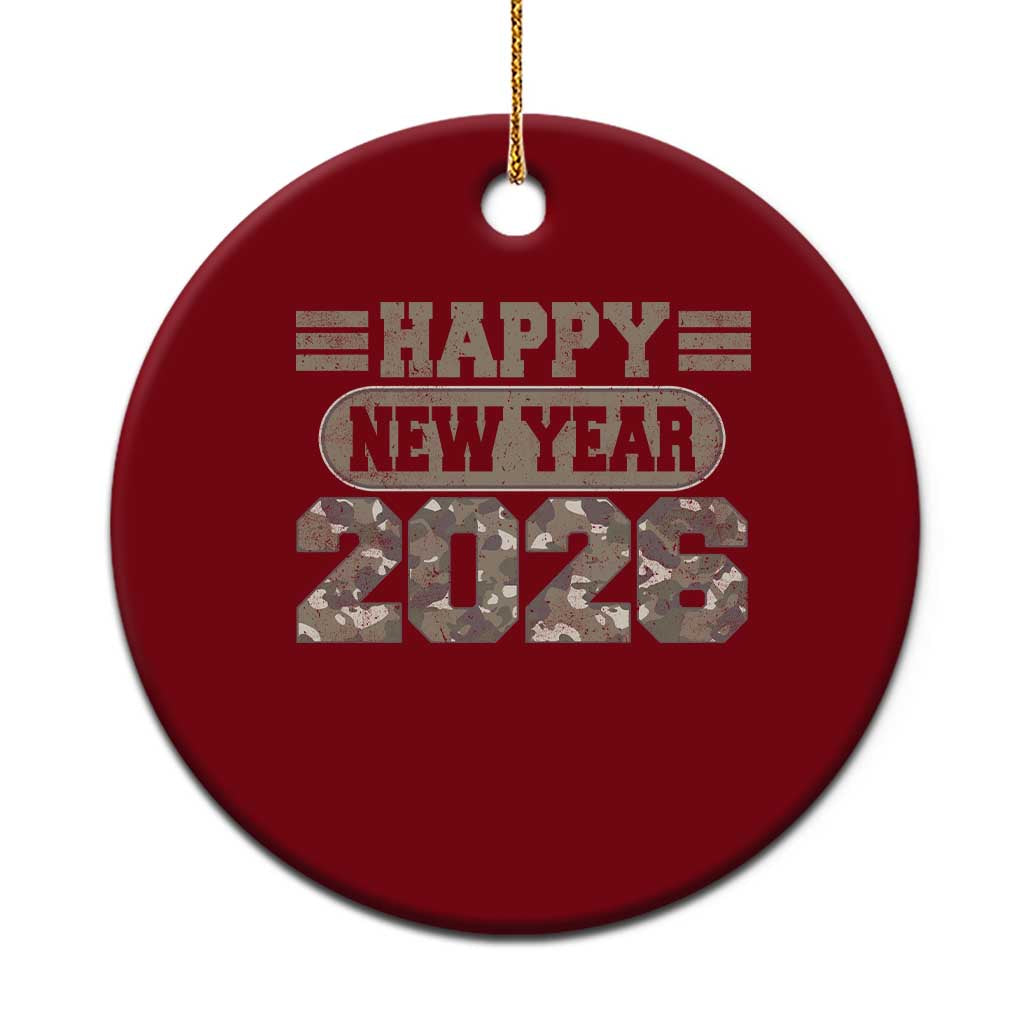 Camo Happy New Year Party 2026 Ceramic Ornament Camouflage NYE Party TS11 1pc Red Print Your Wear