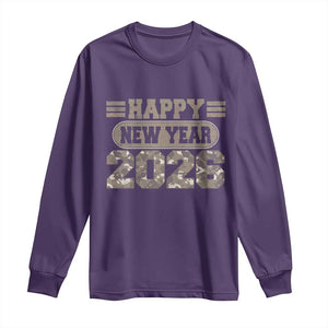 Camo Happy New Year Party 2026 Long Sleeve Shirt Camouflage NYE Party TS11 Purple Print Your Wear