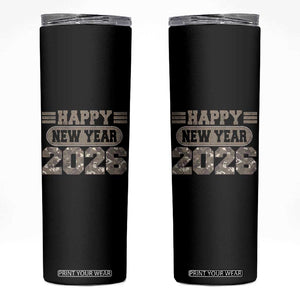 Camo Happy New Year Party 2026 Skinny Tumbler Camouflage NYE Party TS11 Black Print Your Wear