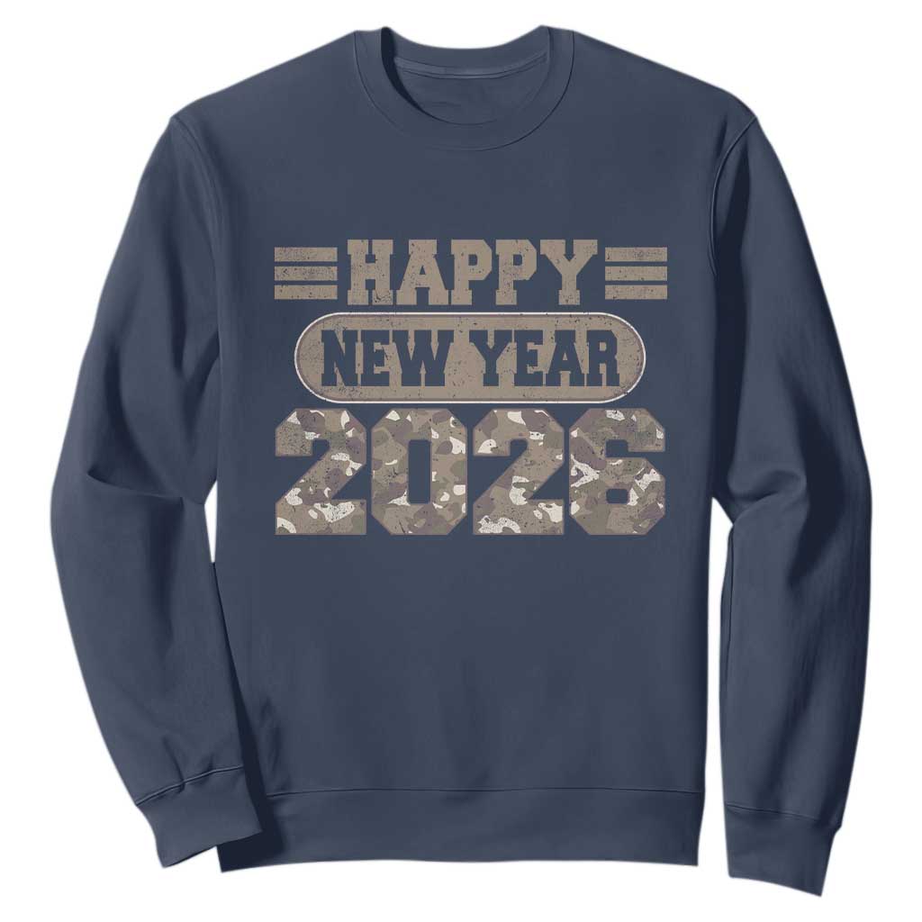 Camo Happy New Year Party 2026 Sweatshirt Camouflage NYE Party TS11 Navy Print Your Wear