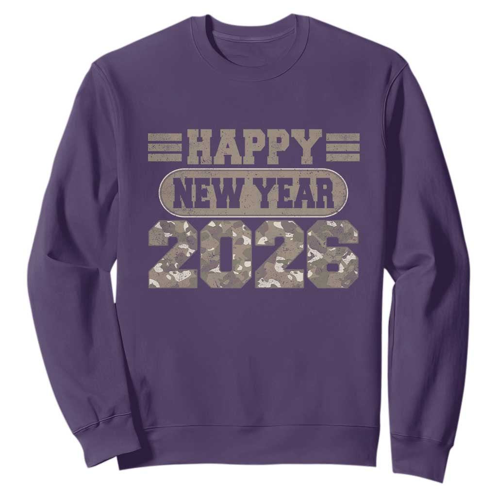 Camo Happy New Year Party 2026 Sweatshirt Camouflage NYE Party TS11 Purple Print Your Wear