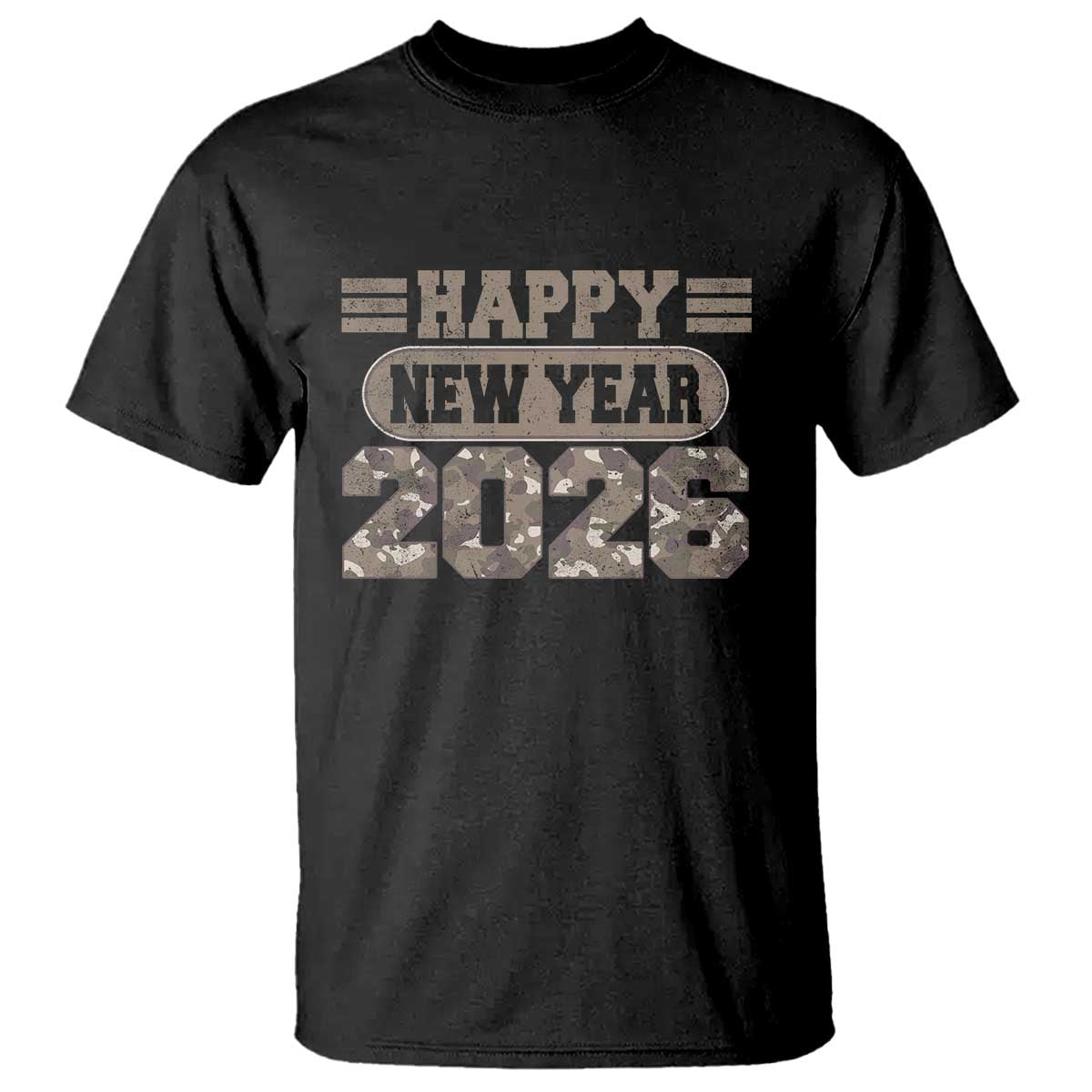 Camo Happy New Year Party 2026 T Shirt Camouflage NYE Party TS11 Black Print Your Wear
