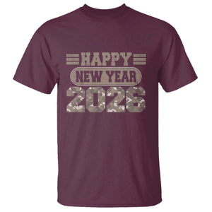 Camo Happy New Year Party 2026 T Shirt Camouflage NYE Party TS11 Maroon Print Your Wear