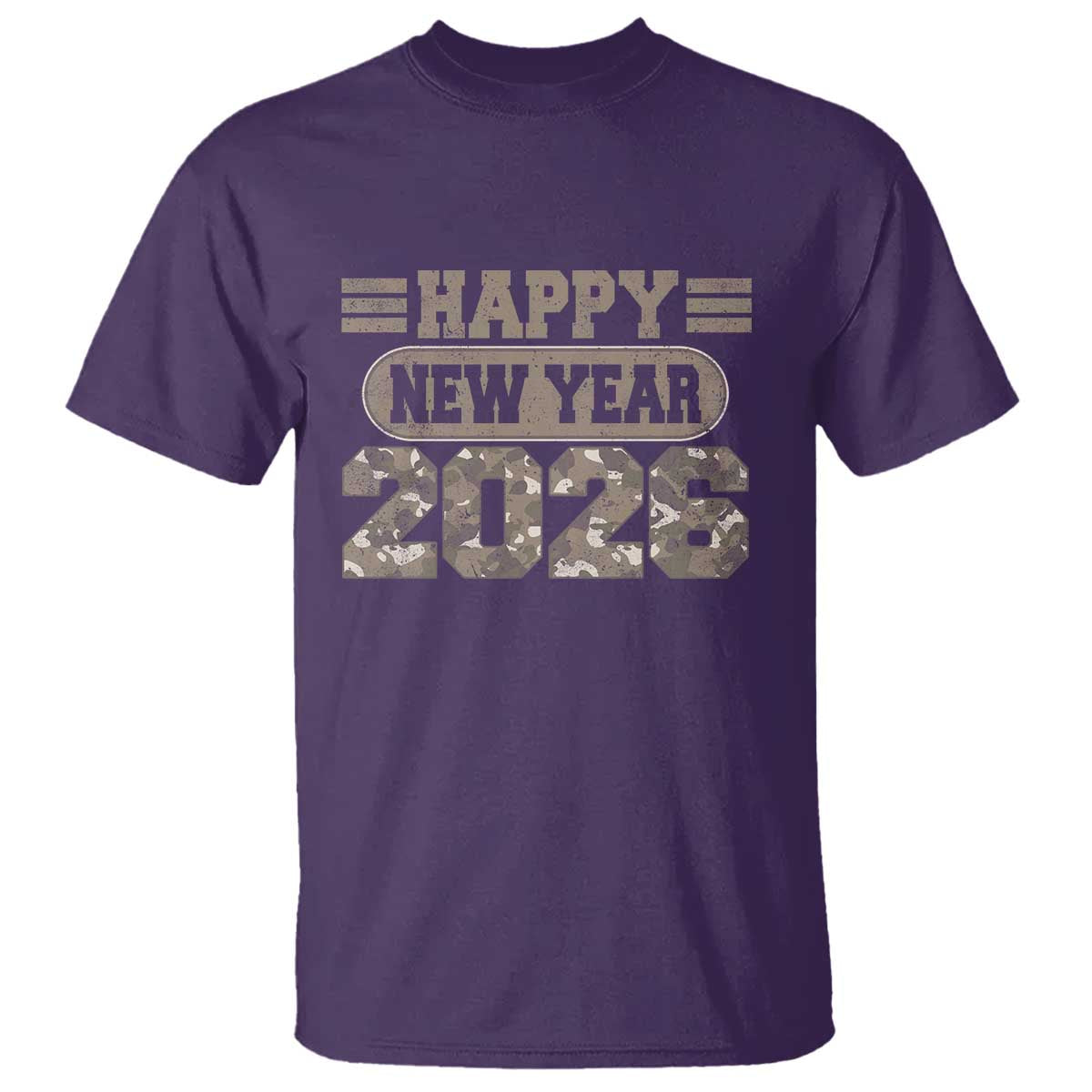 Camo Happy New Year Party 2026 T Shirt Camouflage NYE Party TS11 Purple Print Your Wear