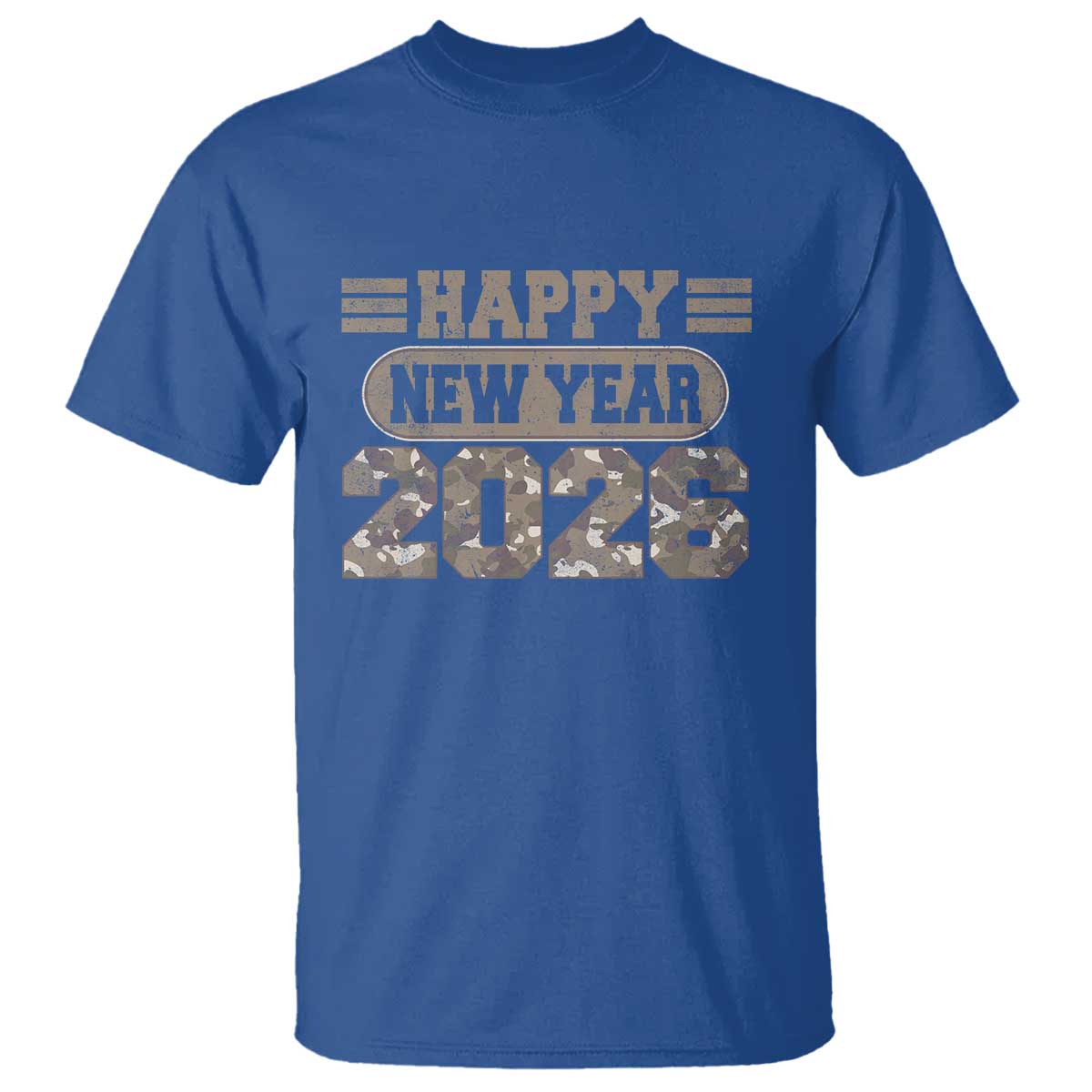 Camo Happy New Year Party 2026 T Shirt Camouflage NYE Party TS11 Royal Blue Print Your Wear