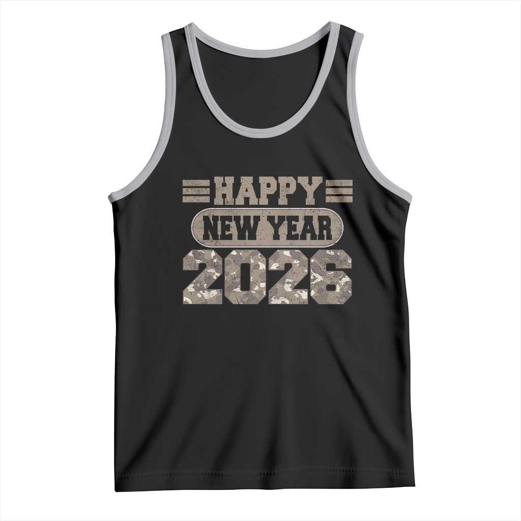 Camo Happy New Year Party 2026 Tank Top Camouflage NYE Party TS11 Black Athletic Heather Print Your Wear