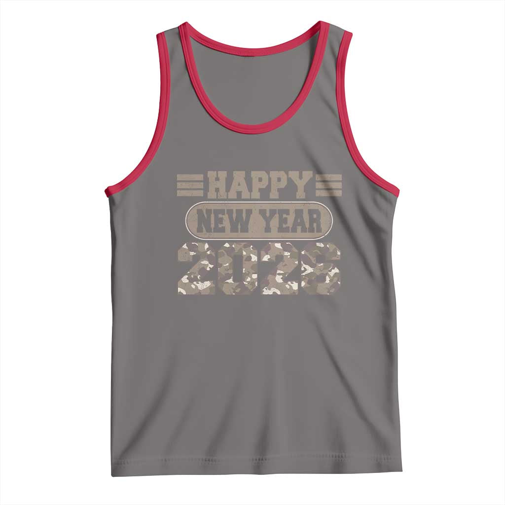 Camo Happy New Year Party 2026 Tank Top Camouflage NYE Party TS11 Deep Heather Red Print Your Wear