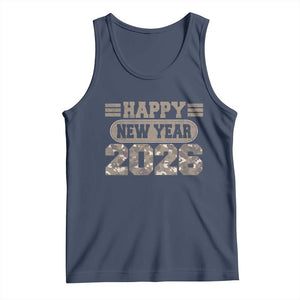 Camo Happy New Year Party 2026 Tank Top Camouflage NYE Party TS11 Navy Print Your Wear