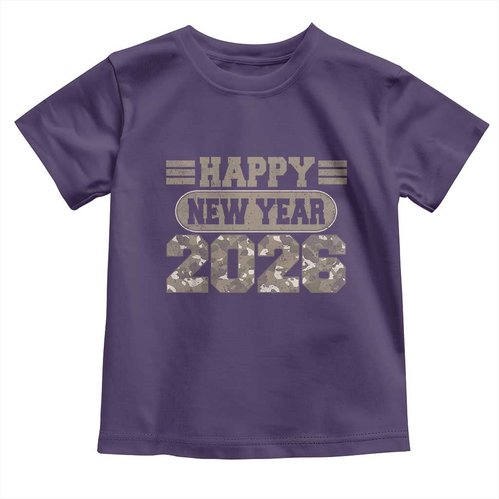 Camo Happy New Year Party 2026 Toddler T Shirt Camouflage NYE Party TS11 Purple Print Your Wear