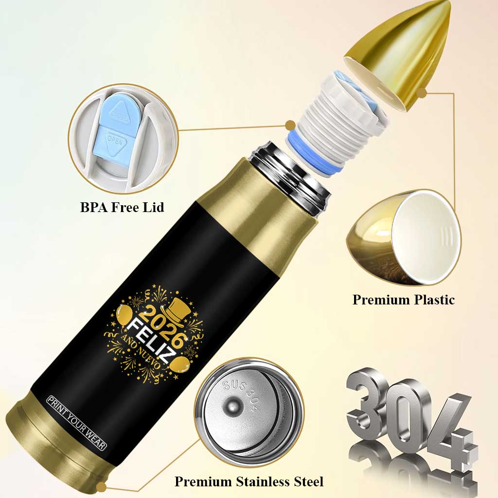 Spanish Mexican New Year 2026 Bullet Tumbler Feliz Ano Nuevo NYE Party TS11 Print Your Wear