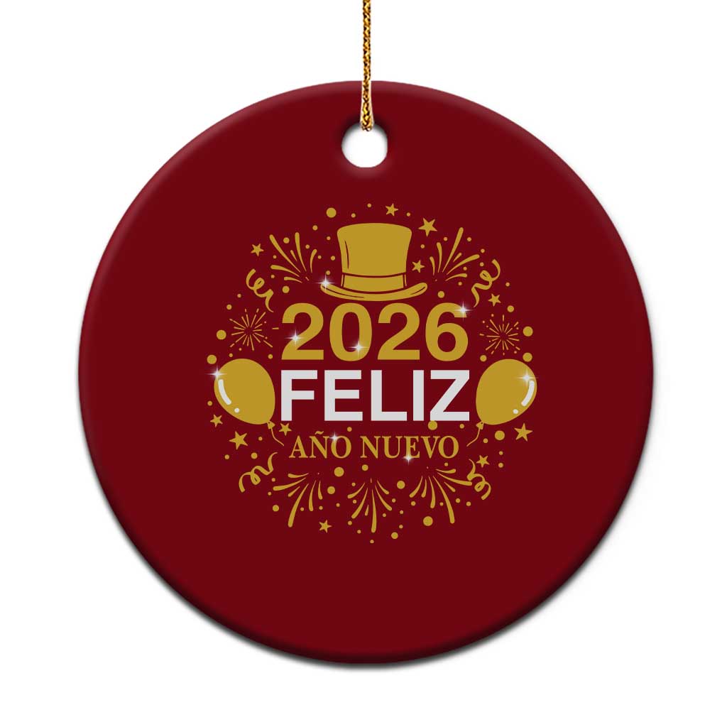Spanish Mexican New Year 2026 Ceramic Ornament Feliz Ano Nuevo NYE Party TS11 1pc Red Print Your Wear