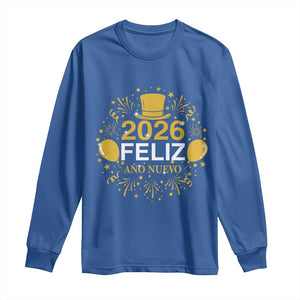 Spanish Mexican New Year 2026 Long Sleeve Shirt Feliz Ano Nuevo NYE Party TS11 Royal Blue Print Your Wear