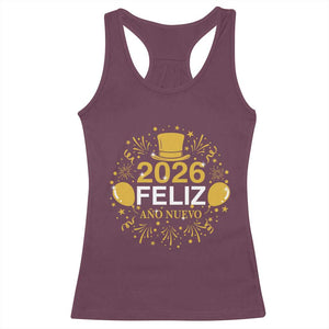 Spanish Mexican New Year 2026 Racerback Tank Top Feliz Ano Nuevo NYE Party TS11 Maroon Print Your Wear