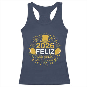 Spanish Mexican New Year 2026 Racerback Tank Top Feliz Ano Nuevo NYE Party TS11 Navy Print Your Wear