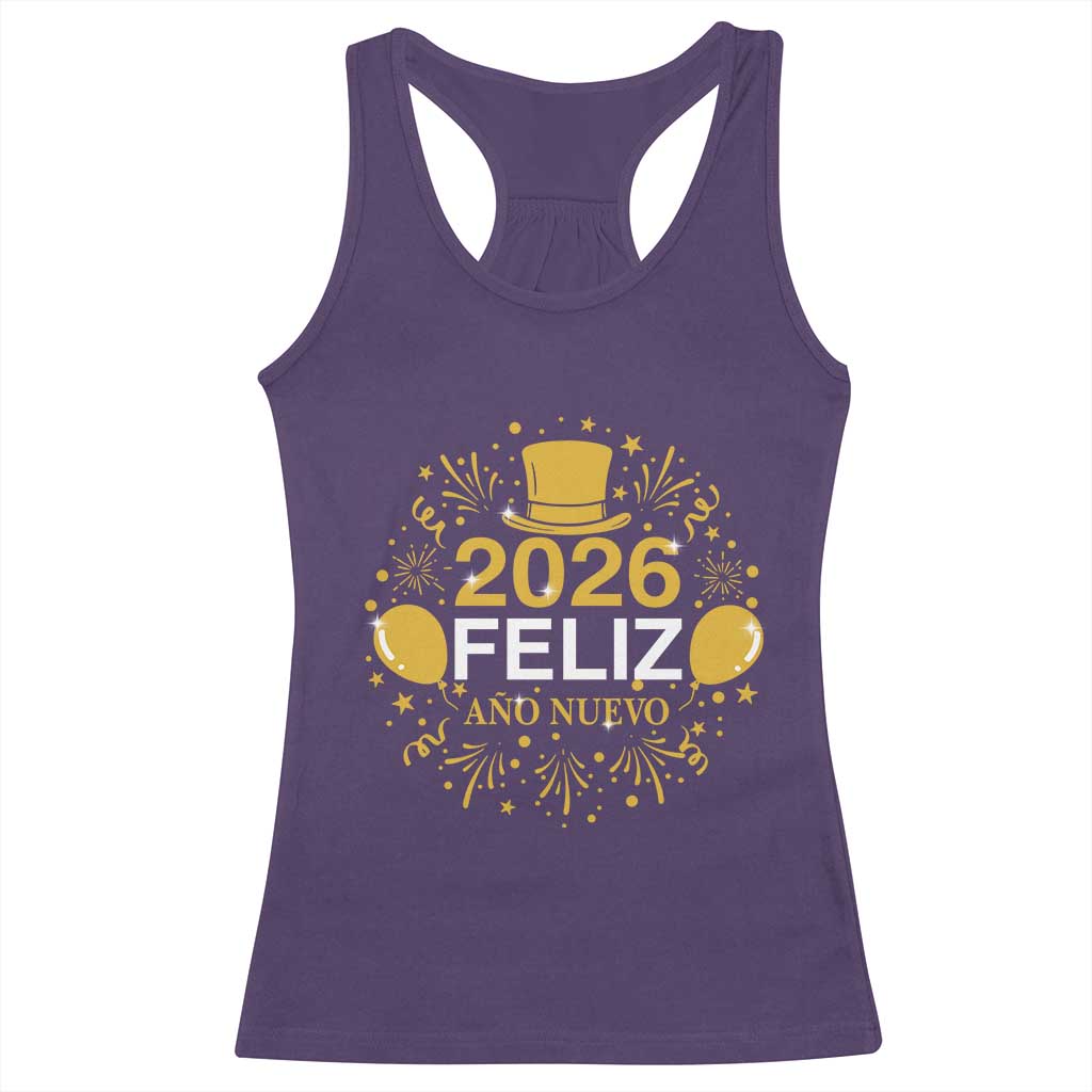 Spanish Mexican New Year 2026 Racerback Tank Top Feliz Ano Nuevo NYE Party TS11 Purple Print Your Wear