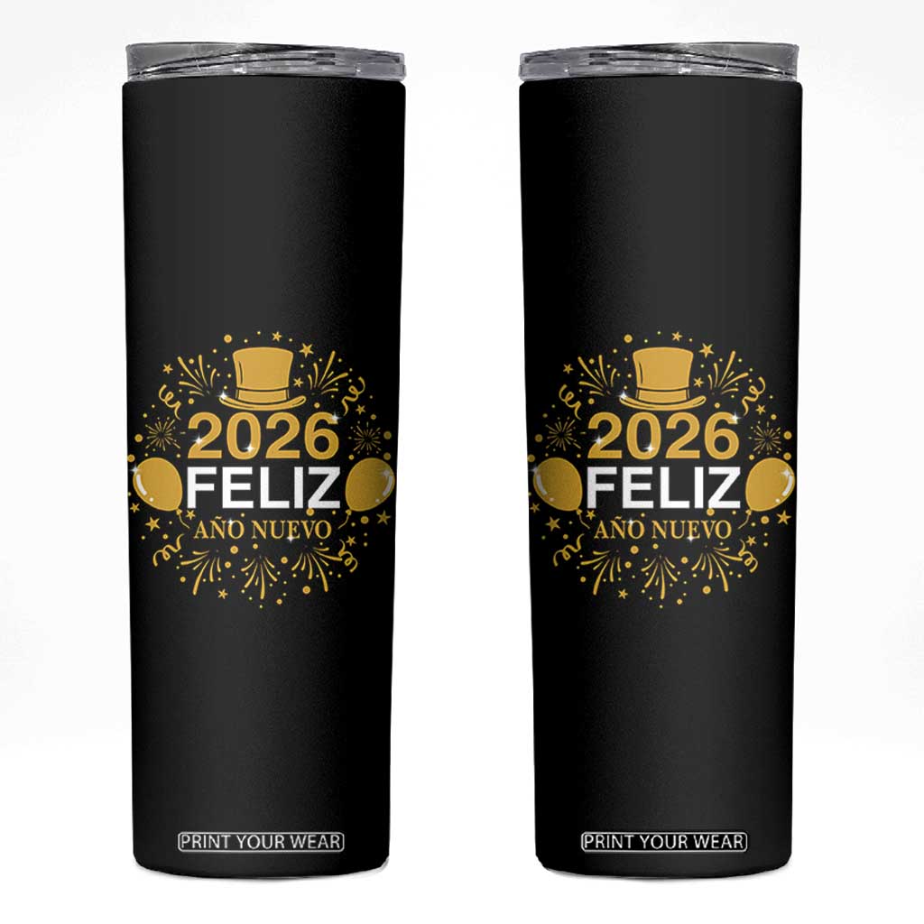 Spanish Mexican New Year 2026 Skinny Tumbler Feliz Ano Nuevo NYE Party TS11 Black Print Your Wear