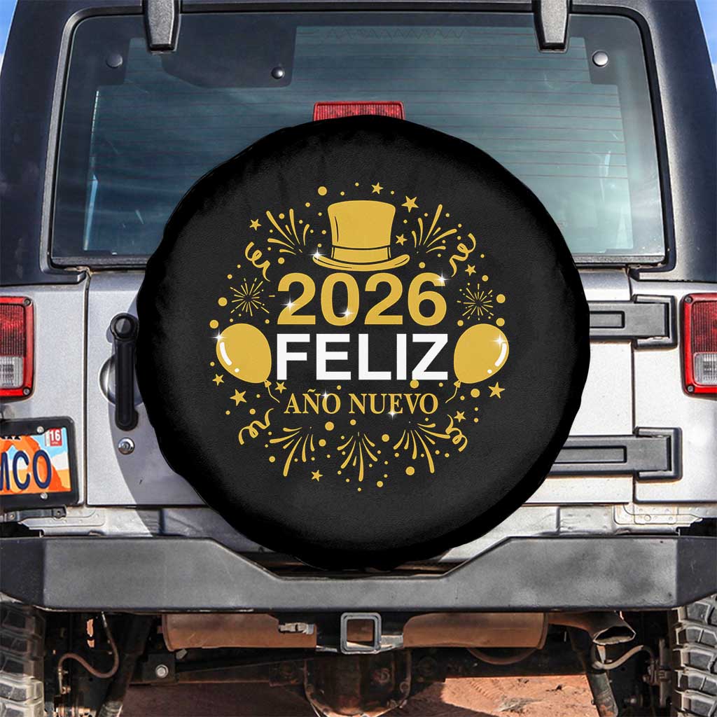 Spanish Mexican New Year 2026 Spare Tire Cover Feliz Ano Nuevo NYE Party TS11 No hole Black Print Your Wear