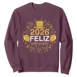 Spanish Mexican New Year 2026 Sweatshirt Feliz Ano Nuevo NYE Party TS11 Maroon Print Your Wear
