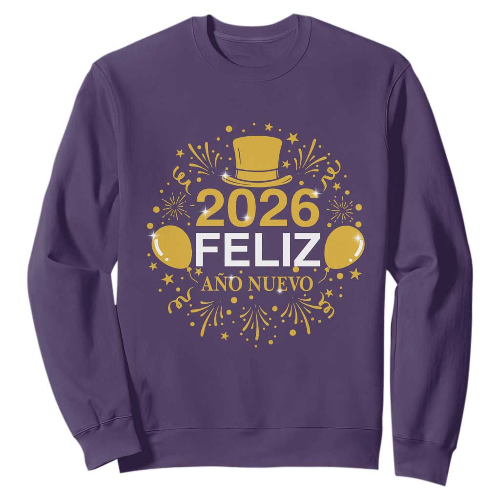 Spanish Mexican New Year 2026 Sweatshirt Feliz Ano Nuevo NYE Party TS11 Purple Print Your Wear