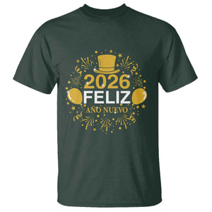 Spanish Mexican New Year 2026 T Shirt Feliz Ano Nuevo NYE Party TS11 Dark Forest Green Print Your Wear