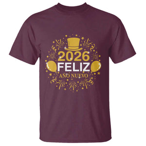 Spanish Mexican New Year 2026 T Shirt Feliz Ano Nuevo NYE Party TS11 Maroon Print Your Wear
