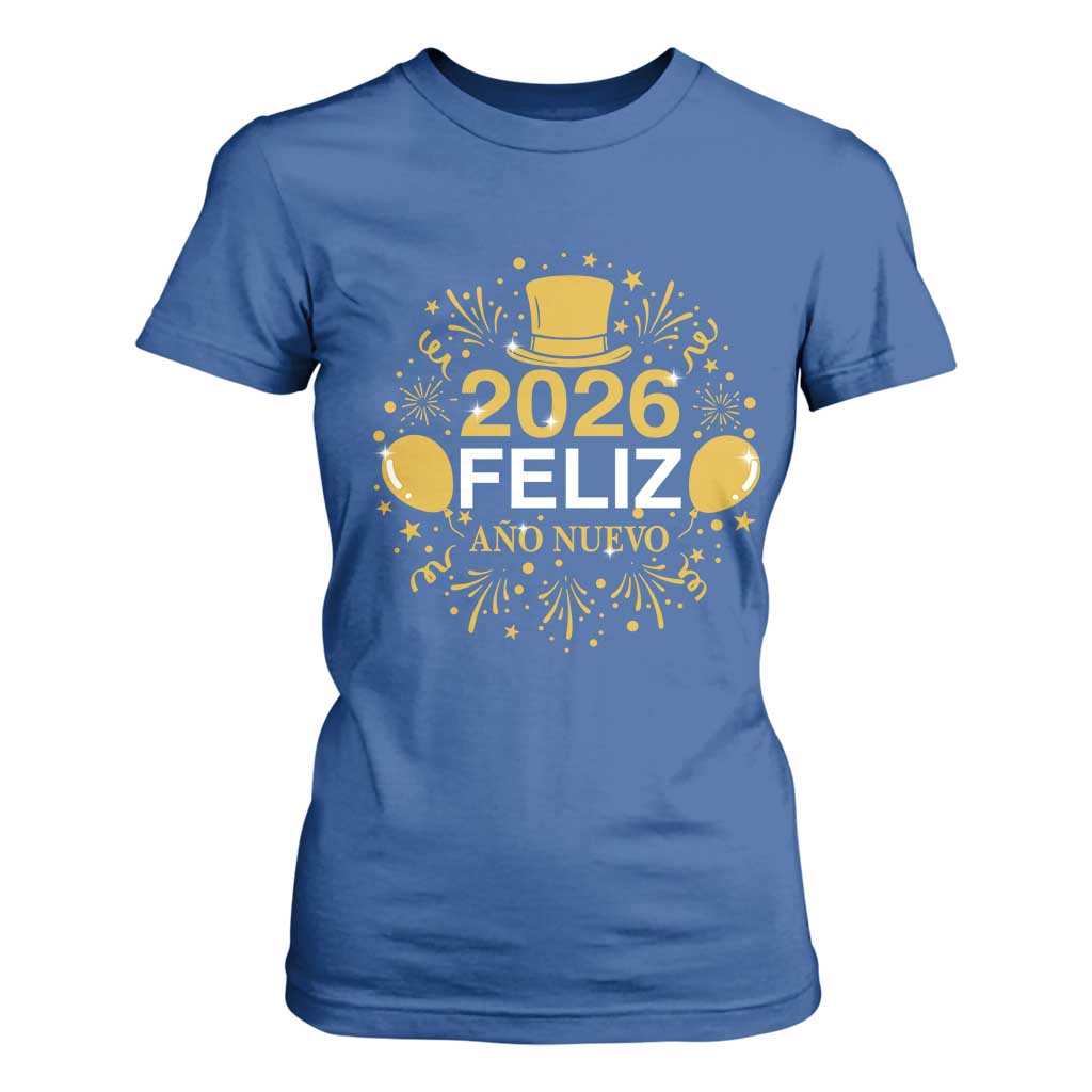 Spanish Mexican New Year 2026 T Shirt For Women Feliz Ano Nuevo NYE Party TS11 Royal Blue Print Your Wear