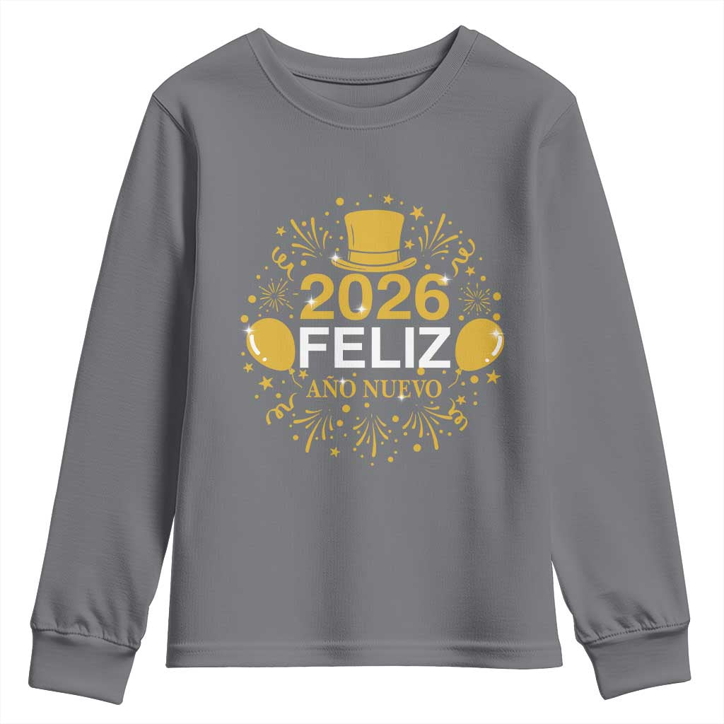 Spanish Mexican New Year 2026 Youth Sweatshirt Feliz Ano Nuevo NYE Party TS11 Charcoal Print Your Wear