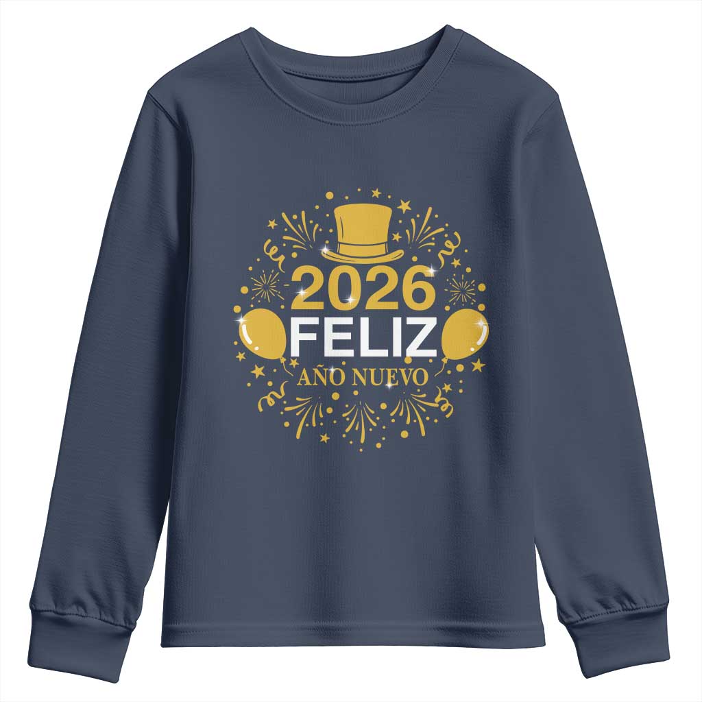 Spanish Mexican New Year 2026 Youth Sweatshirt Feliz Ano Nuevo NYE Party TS11 Navy Print Your Wear