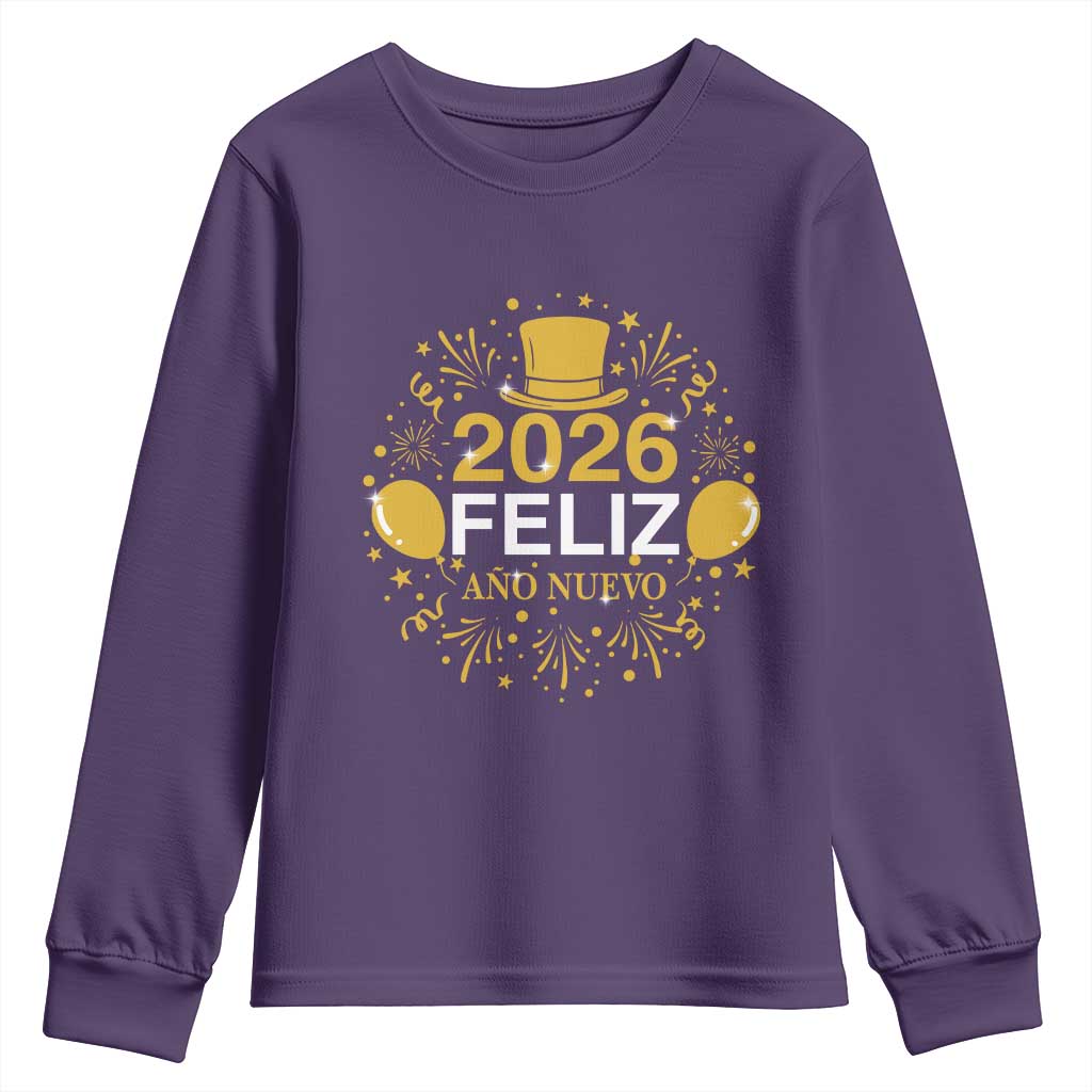Spanish Mexican New Year 2026 Youth Sweatshirt Feliz Ano Nuevo NYE Party TS11 Purple Print Your Wear