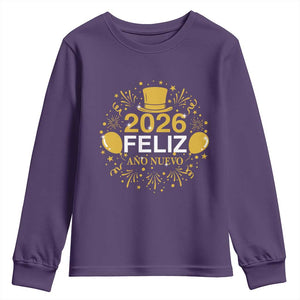 Spanish Mexican New Year 2026 Youth Sweatshirt Feliz Ano Nuevo NYE Party TS11 Purple Print Your Wear
