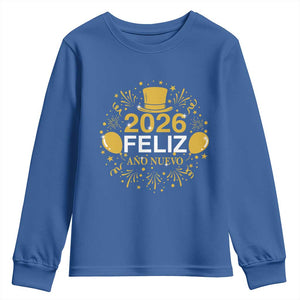 Spanish Mexican New Year 2026 Youth Sweatshirt Feliz Ano Nuevo NYE Party TS11 Royal Blue Print Your Wear