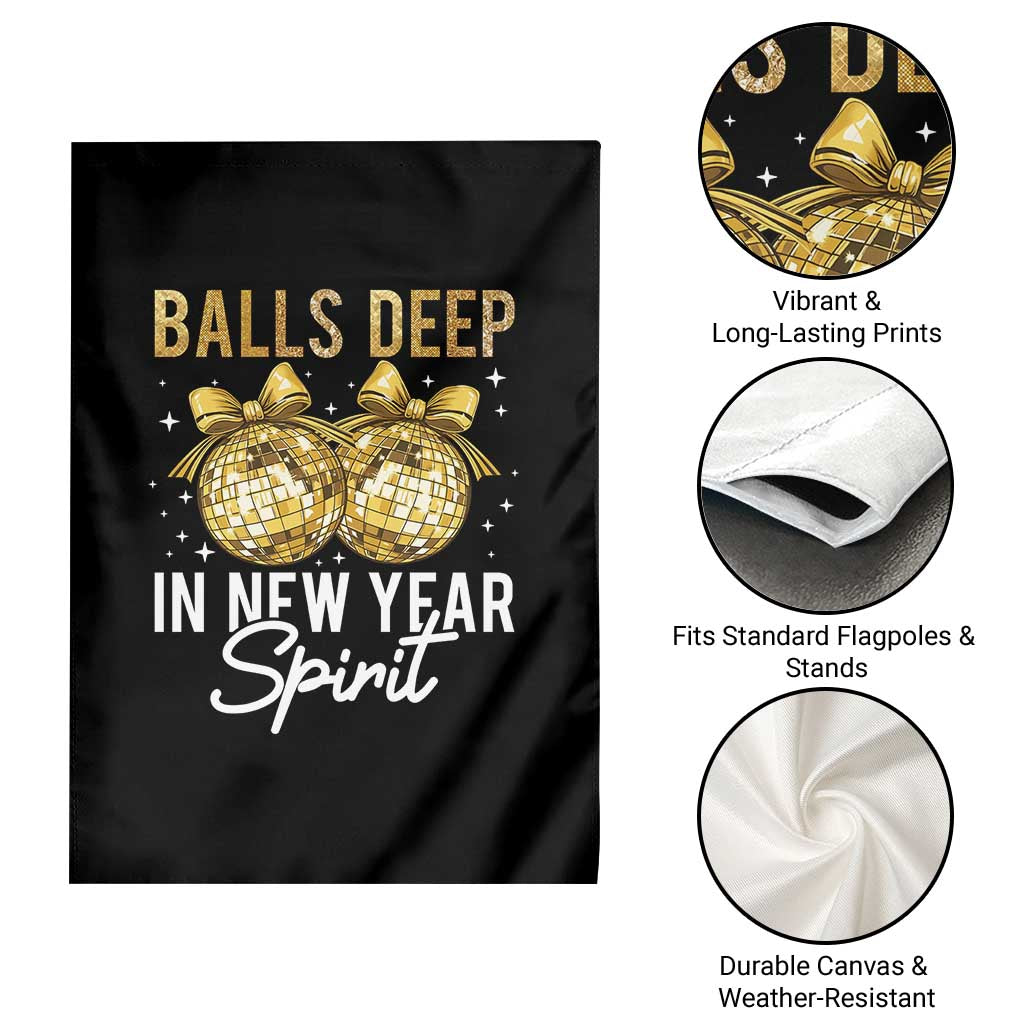 Funny New Year Disco Ball Garden Flag Balls Deep In New Year Spirit TS11 Print Your Wear