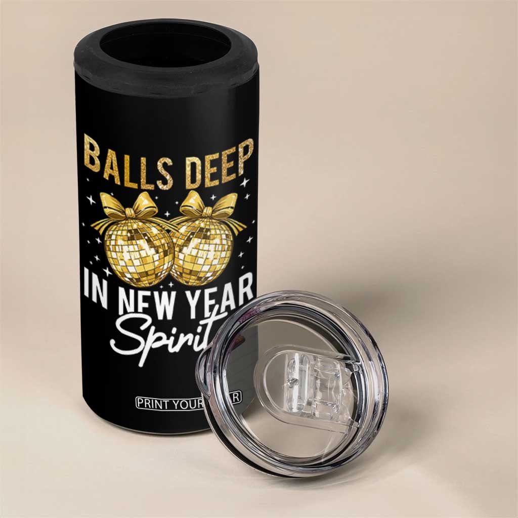 Funny New Year Disco Ball 4 in 1 Can Cooler Tumbler Balls Deep In New Year Spirit TS11 Print Your Wear