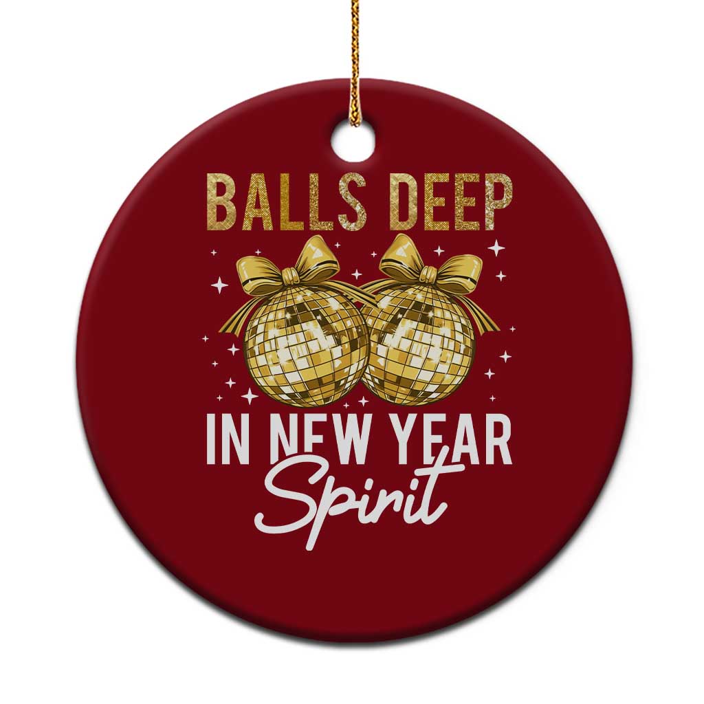 Funny New Year Disco Ball Ceramic Ornament Balls Deep In New Year Spirit TS11 1pc Red Print Your Wear