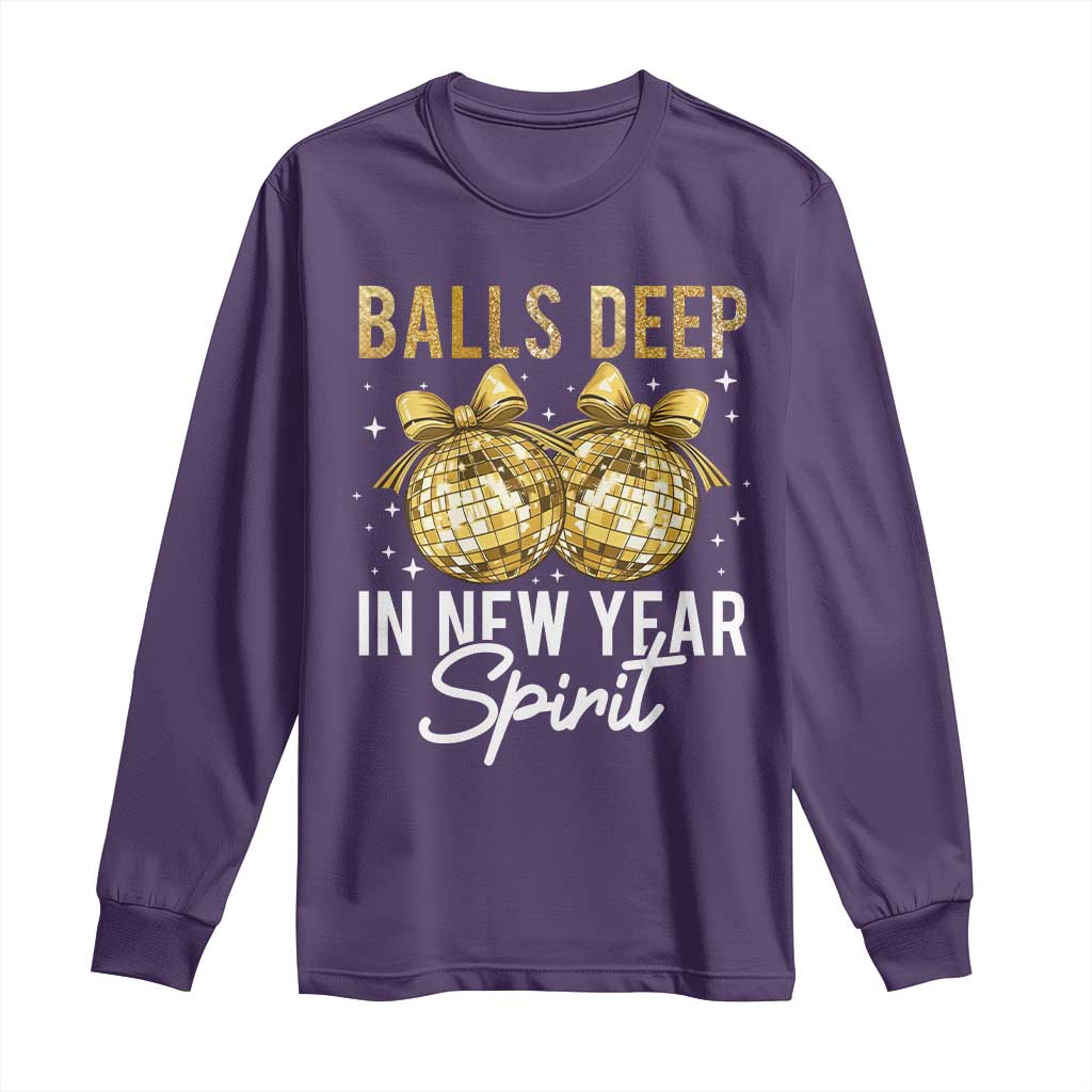 Funny New Year Disco Ball Long Sleeve Shirt Balls Deep In New Year Spirit TS11 Purple Print Your Wear