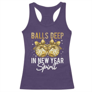 Funny New Year Disco Ball Racerback Tank Top Balls Deep In New Year Spirit TS11 Purple Print Your Wear