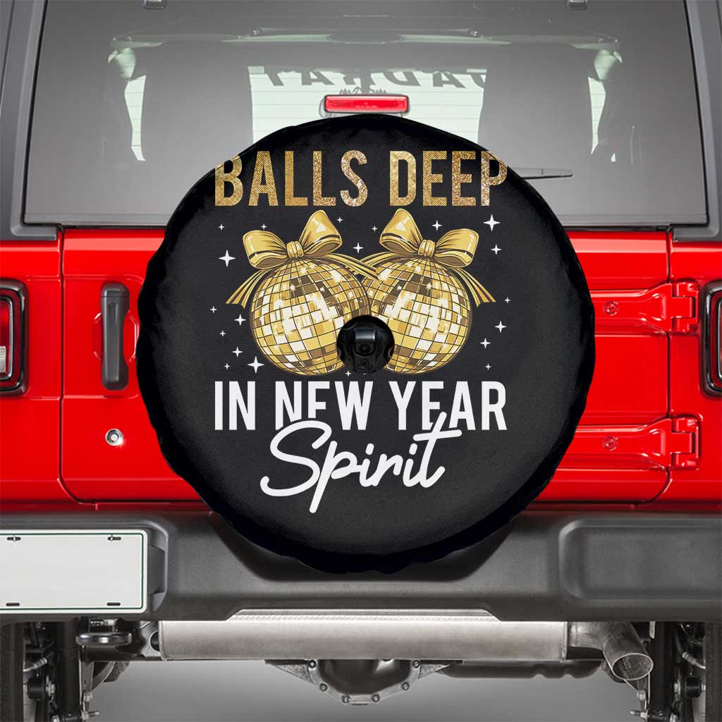 Funny New Year Disco Ball Spare Tire Cover Balls Deep In New Year Spirit TS11 Black Print Your Wear