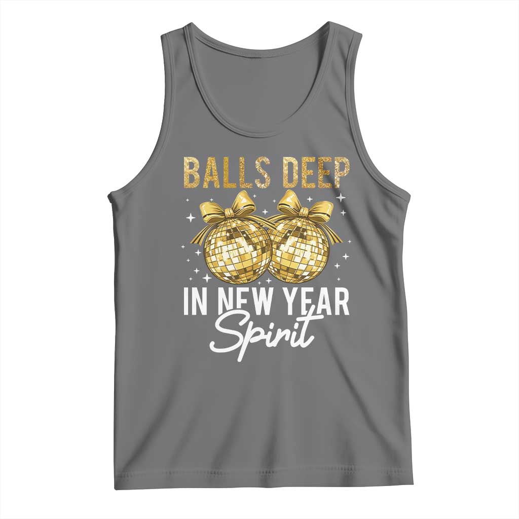Funny New Year Disco Ball Tank Top Balls Deep In New Year Spirit TS11 Black Heather Print Your Wear