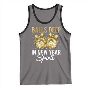 Funny New Year Disco Ball Tank Top Balls Deep In New Year Spirit TS11 Deep Heather Black Print Your Wear