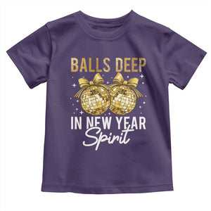 Funny New Year Disco Ball Toddler T Shirt Balls Deep In New Year Spirit TS11 Purple Print Your Wear