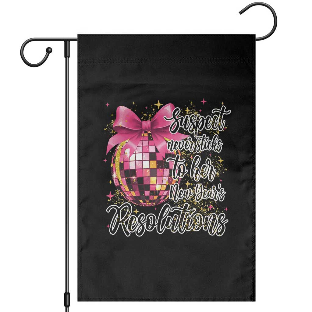 Funny Suspect Never Sticks To Her New Years Resolutions Garden Flag Coquette Disco Ball TS11 Black Print Your Wear